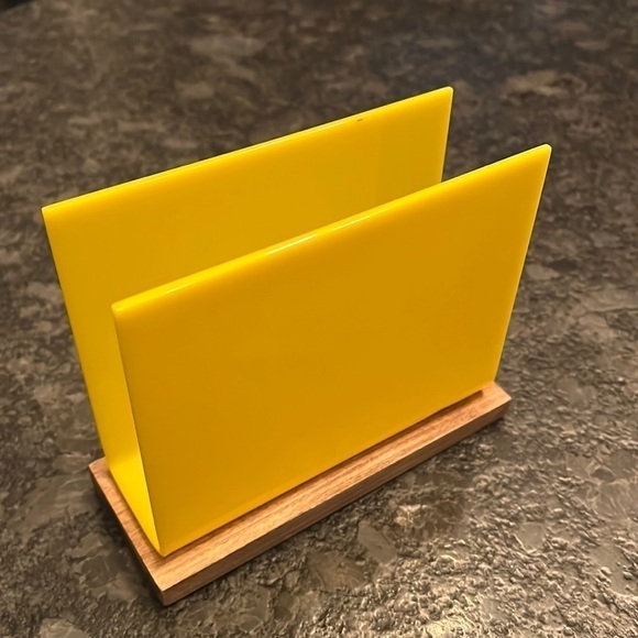 Vintage Yellow Acrylic Lucite Napkin Mail Holder - Picture 1 of 6